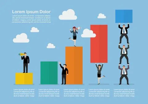 Infograpic of business teamwork with bar chart Stock Illustration