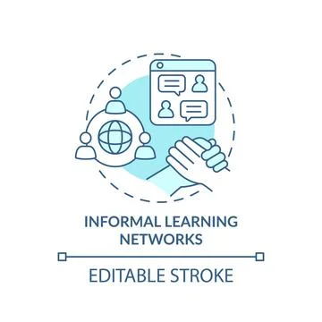 Informal learning networks turquoise concept icon Stock Illustration