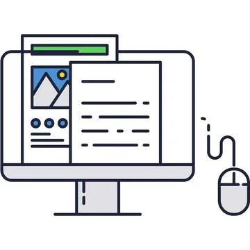 Informatics online school class icon flat vector 스톡 일러스트