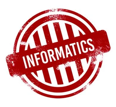 Informatics - red grunge button, stamp Stock Illustration