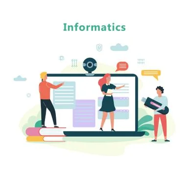 Informatics school subject. Education on the computer Stock Illustration