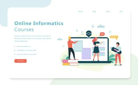 Informatics school subject. Education on the computer Stock Illustration