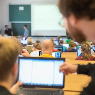 Informatics workshop at university. Foto stock