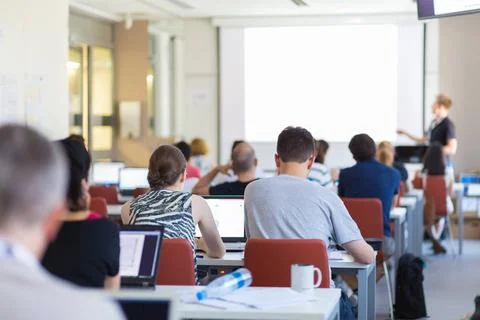 Informatics workshop at university. Workshop at university. Rear view of s... Stockfoto's