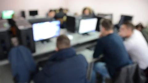 Informatics workshop at university. Young students works on computer Stock Footage 99686153