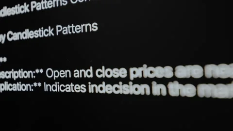 Information about candlestick patterns used in financial markets displayed on Video stock 328860126