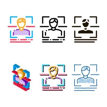 Information about person when scanning icon mix vector outline Stock Illustration
