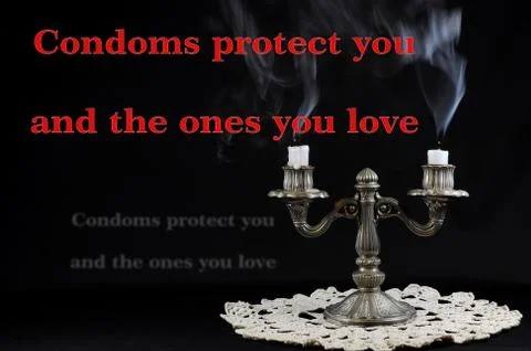 Information about the use of condoms to prevent the spreading of AIDS. Blac.. Stock Photos