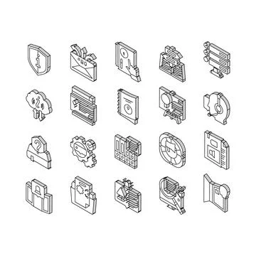 Information And Client Supporting isometric icons set vector イラスト素材