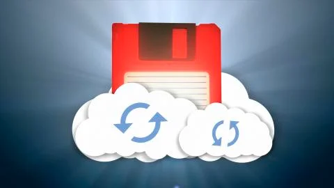 Information and the cloud. Cloud-based media storage. Secure online storage Illustrazione stock
