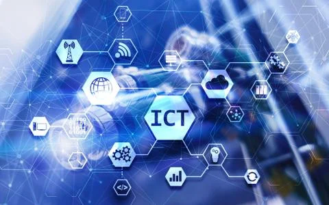 Information and Communications Technology Project 2020. Supercomputer Blurred Stock Illustration