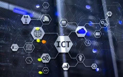 Information and Communications Technology Project 2020. Supercomputer Blurred Stock Illustration