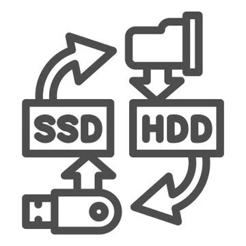 Information and ssd hdd data storages line icon, smart home symbol, memory Stockillustratie