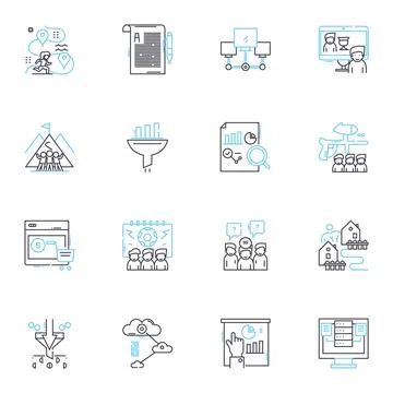 Information architecture linear icons set. Hierarchy, Navigation, Categorization Stock Illustration