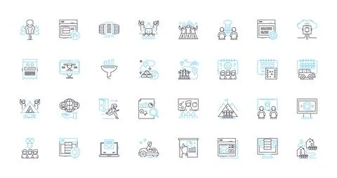 Information architecture linear icons set. Hierarchy, Navigation, Categorization Stockillustratie