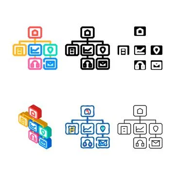 Information architecture ux ui design set color icon vector Stock Illustration