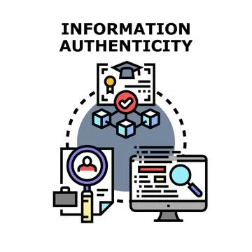 Information authenticity and verification process concept イラスト素材