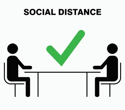 Information banner on the need to maintain social distance. Vector graphics. Stock Illustration