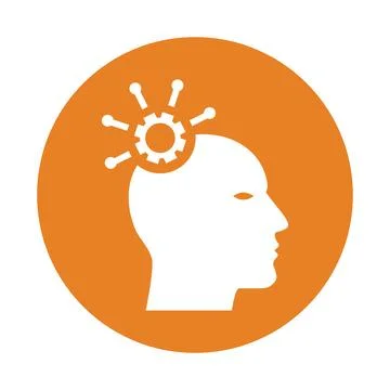 Information, big data, head icon. Orange color vector EPS. Stock Illustration
