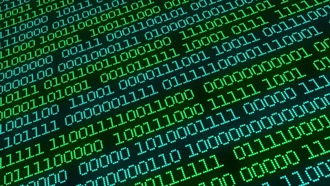 Information binary code in the cyberspace. Digital technological screensaver Video stock 143172312