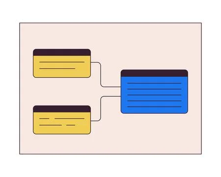 Information blocks scheme 2D linear cartoon objects 库存插图