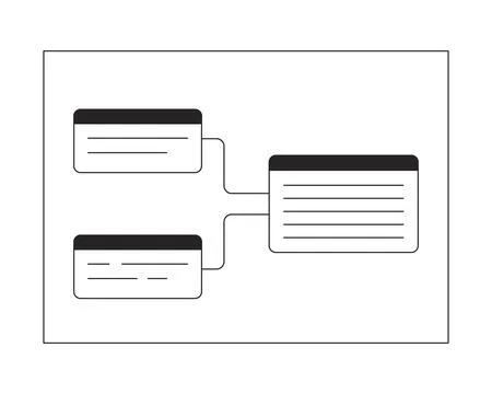 Information blocks scheme black and white 2D line cartoon objects Stock Illustration