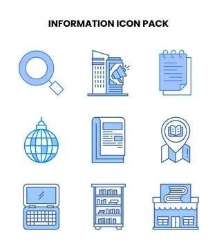 Information Blue Bundle Icons Pack Stock Illustration