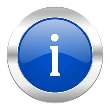 Information blue circle chrome web icon isolated. Stock Illustration