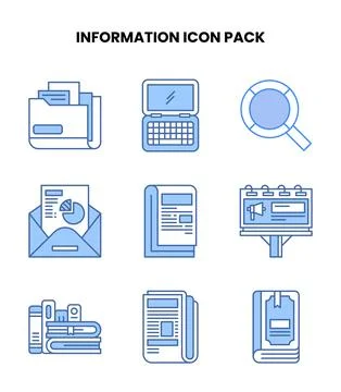 Information Blue Collection Icons Pack 스톡 일러스트