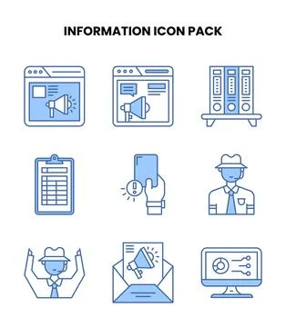 Information Blue Color Bundle Icons Pack Stock Illustration