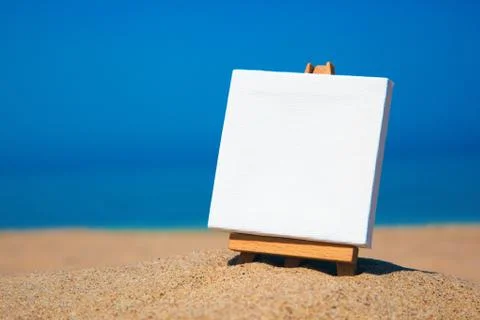 Information board on the beach 스톡 사진
