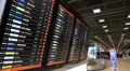 Information board inside arrival hall in international airport Bangkok, Thailand HD Footage