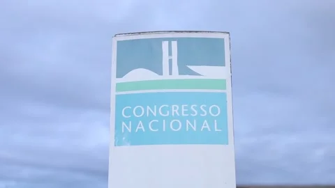 Information board of the National Congress of Brazil, in the Brasilia's city. Stock Footage 166370951