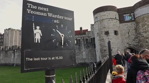 Information board showing the remaining time until the next Yeomen Warder Stock Footage 214687790