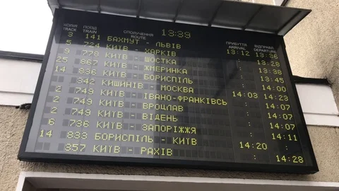 Information board at the station. Video stock 103737244