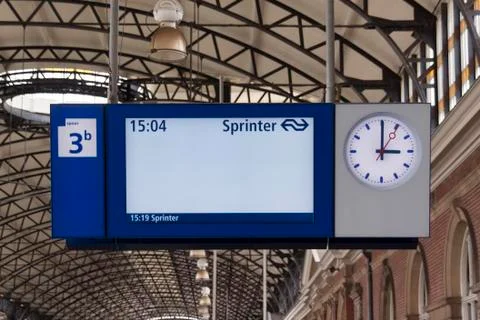 Information board at train failure or delay strike Stock Photos
