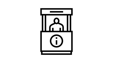 Information booth line icon animation Stock Footage 326123822