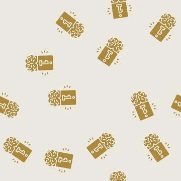 Information brain glyph seamless pattern Stock Illustration