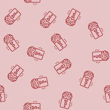Information brain line seamless pattern Stock Illustration