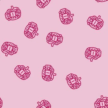 Information brain line vector seamless pattern Stock Illustration