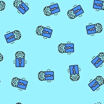 Information brain vector seamless pattern Stock Illustration