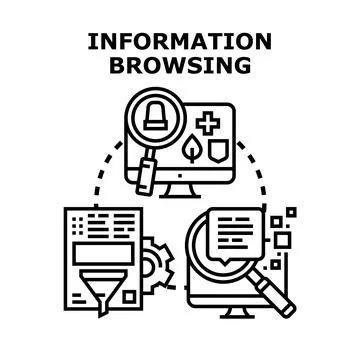 Information browsing and data analysis online concept Illustrazione stock