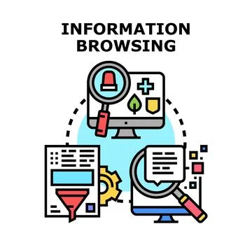 Information browsing and data analysis online concept Stock Illustration