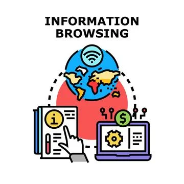 Information browsing and global data navigation concept Stock Illustration