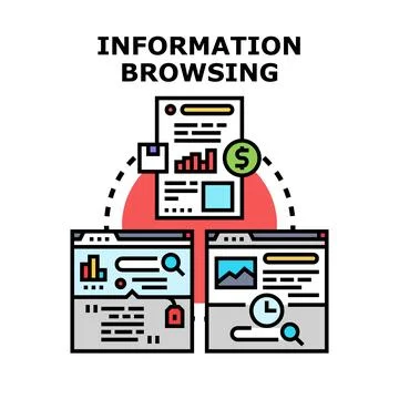 Information browsing online data analysis process 스톡 일러스트