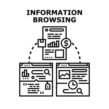 Information browsing online data analysis process Stock Illustration