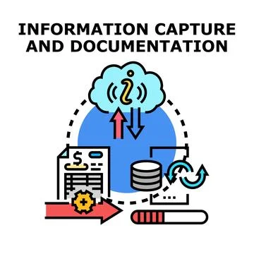 Information capture and documentation concept illustrating data flow Stock Illustration