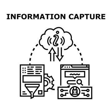 Information capture concept extracting data from web document Illustrazione stock