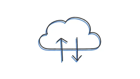 Information cloud symbol drawn by hand with a pencil in one line. Outline icon. Stock Footage 157149371