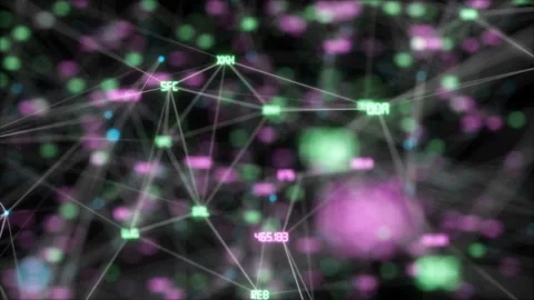 Information collapse.Abstract digital data nodes and connection paths within any Video stock 99565885